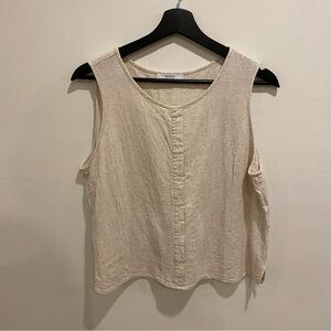 Cream linen blend sleeveless top size large boxy fit Ricki’s